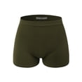 thumbnail image 1 of A2Y Women's Lightweight Short Length Fitness Workout Seamless Ribbed Biker Shorts Deep Olive 1X2X, 1 of 5