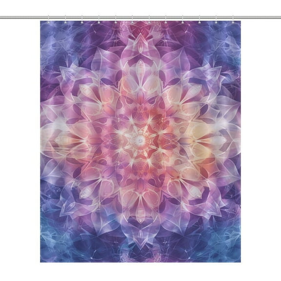 Kaleidoscope Mandala Colorful Floral Boho Shower Curtain Modern Home Bathroom Bathtub Decor Waterproof Fabric with 12PCS Hooks