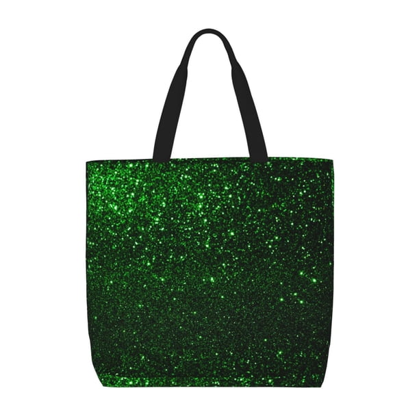 Fotbe Green Sparkling Bolsa Tote con Estampado para Mujer, Bolsos con Cremallera, Bolsa de Hombro Casual de Gran Capacidad con Bolsillos Internos