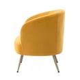 thumbnail image 4 of Velvet Accent Chair, Upholstered Barrel Chair Armchair, Comfy Single Sofa Vanity Chair with Golden Metal Legs and Padded Seat, for Bedroom Living Room Office, Mustard, 4 of 7