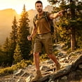 thumbnail image 7 of GrmtClth Men's Cargo Shorts Daily Casual Washed Cotton Fabric Button Fly Dual Stack Pocket Loose Fit Lightweight Outdoor Travel Walking Short Pants Khaki L, 7 of 7