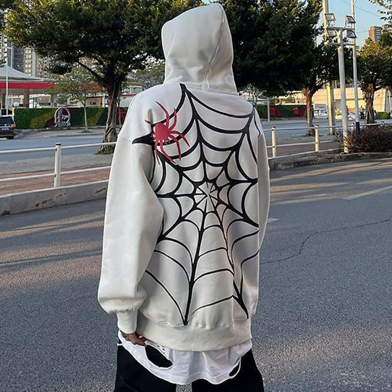  spider web hoodie - halloween hoodie : Clothing, Shoes