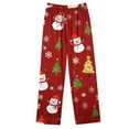 thumbnail image 3 of Lorytime Christmas Pjs Women Set Snowman Long Sleeved Collared Tops Elastic Waist Pants Festive Loungewear Gift, 3 of 4