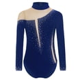 thumbnail image 3 of Miutii Kids Girls Sparkly Long Sleeve Gymnastics Leotard Figure Skating Dance Competition Bodysuit Dancewear Navy Blue 8, 3 of 7