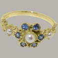 thumbnail image 4 of LBG British Made 9k Yellow Gold Cultured Pearl & Sapphire Womens Statement Ring - 33 size options - Size 10.5, 4 of 7