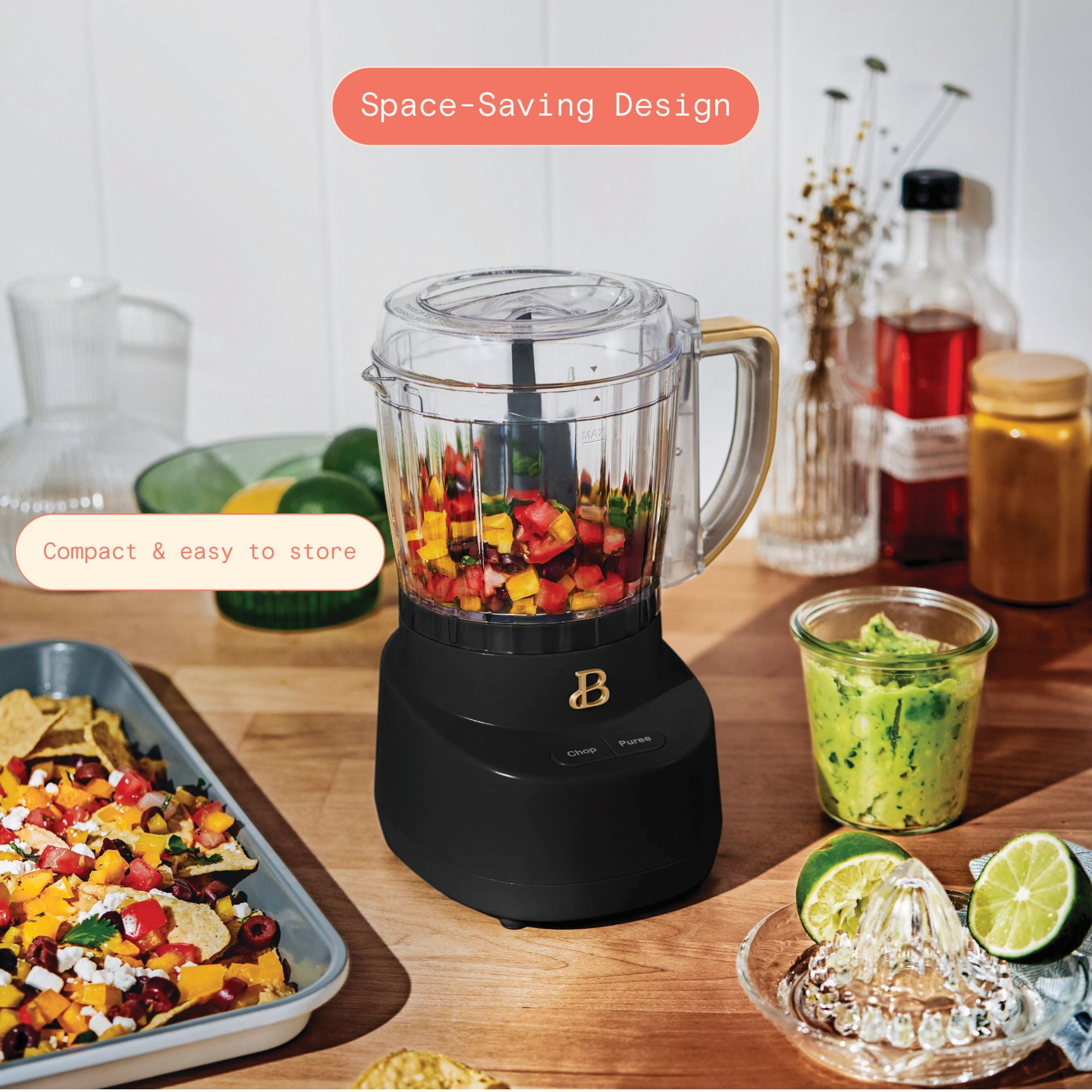 Beautiful 3-Cup Food Chopper, Black Sesame by Drew Barrymore