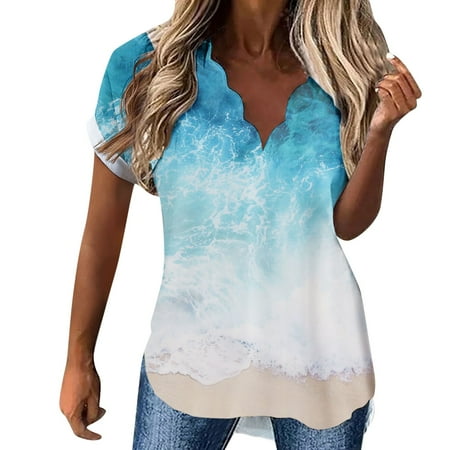 

Pianpianzi Extra Long Thermal Shirt Women Maternity Fitted V Neck Work Tops Women Summer Womens Short Sleeve Wavy V Neck Floral Printed Shirts Top Casual Loose Shirts Tee Blouse