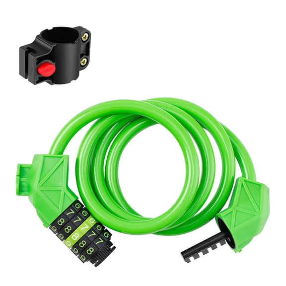 HJQEQVD Bike Lock Cable 4 Feet Bike Cable Lock Basic Self Coiling Kids Bike Lock Combination with Complimentary Bracket B & One Size