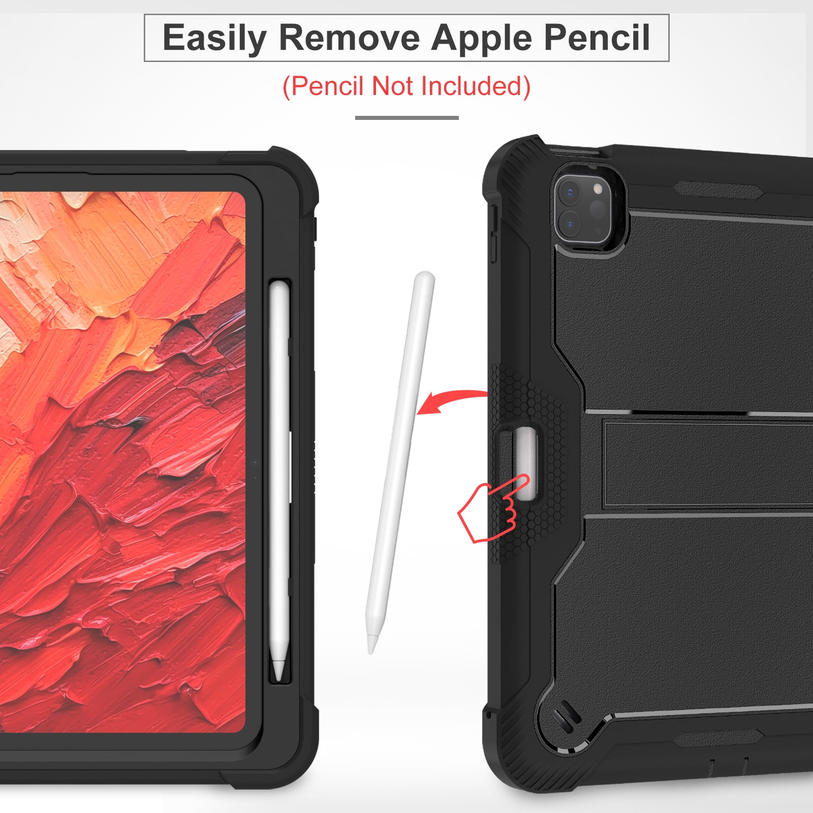 Casetego for iPad Pro 11 Inch 2024 Case,M4 (5th Generation) with Pencil Holder,Smart iPad Case [Support Pencil Pro and Pencil (USB-C)],with Kickstand Case,Black