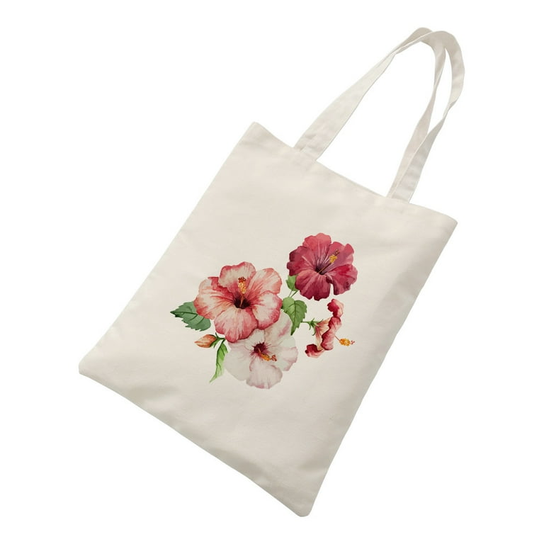Floral Flower Canvas Tote Bag for Women Large Capacity Grocery
