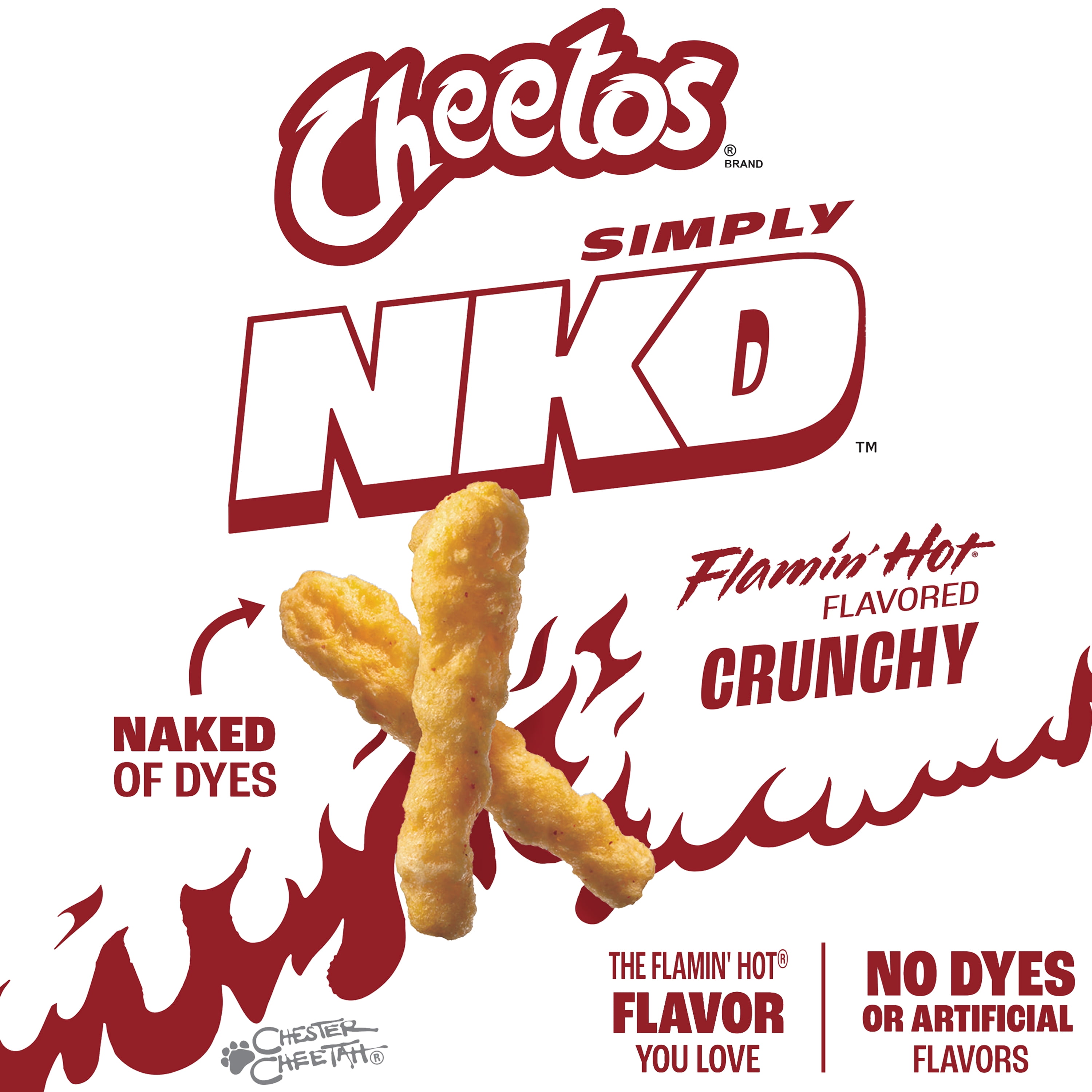 Cheetos Simply NKD, No Dyes No Artificial Flavors Crunchy Flamin’ Hot Cheese Flavored Snacks Bag, 8.5 oz