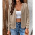 thumbnail image 2 of SWSMCLT Women's Casual Cardigan Comfy Elasthane Curvy Date Button Breathable Cardigan Sweater Khaki X-Large, 2 of 5