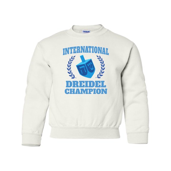 Inktastic Dreidel Champion Hanukkah with Blue Laurels Youth Sweatshirt