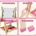 thumbnail image 5 of Ealing Kids Easel with Paper Roll Wooden Standing Easel Foldable Double Sided Adjustable with Magnetic Letters Number Paint Brush,19.16"D x 22"W x 49"H (Pink), 5 of 7