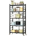 thumbnail image 3 of Efoee 5-Tier Storage Shelving Unit, Metal Shelf, Foldable Storage Shelf with Wheels, Garage Shelf, Kitchen Shelf, 397lbs Capacity, Black, 3 of 9