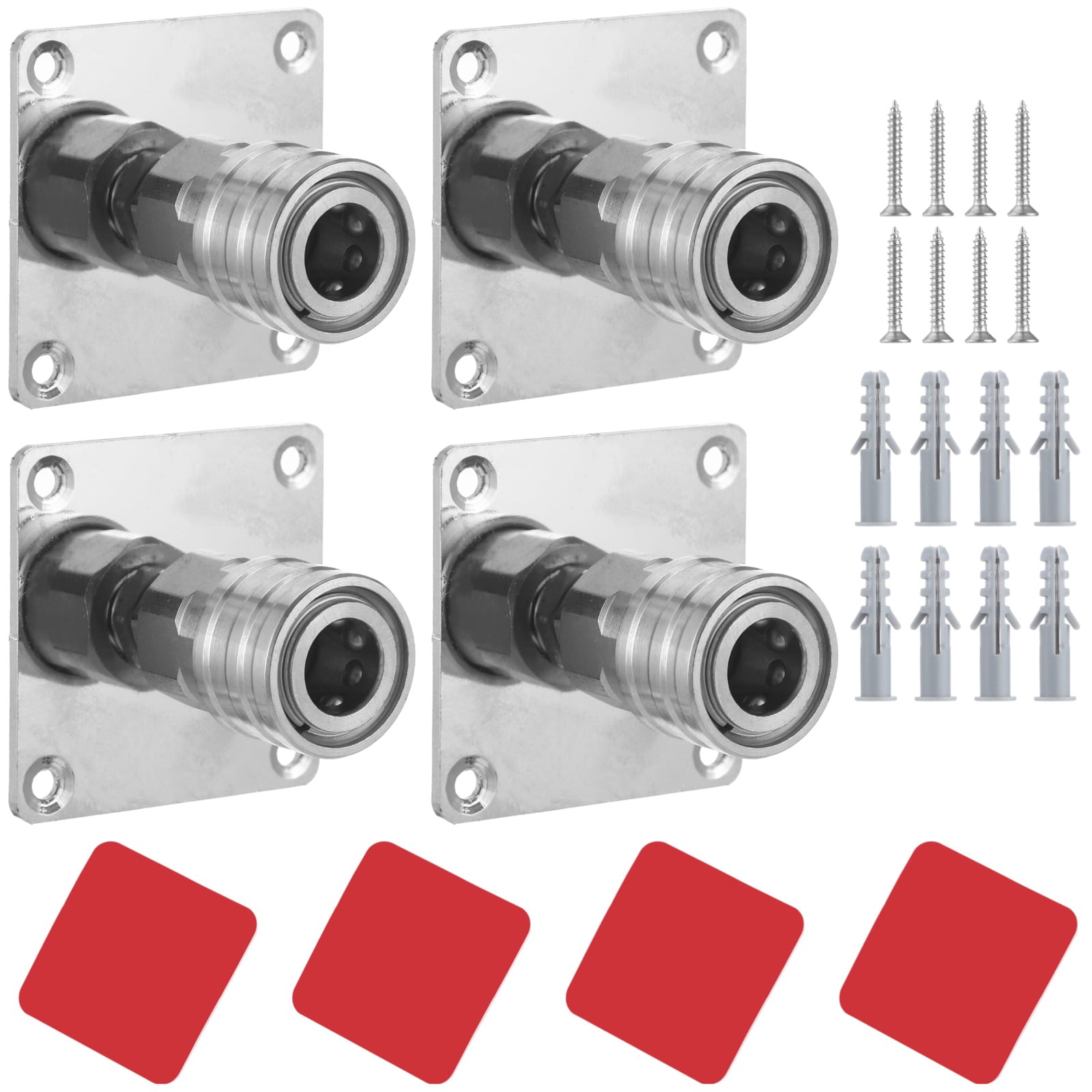 4 Pcs Foam Cannon Holder with Adhesive Stickers, Screws and Expansion Nuts, 1/4 Inch Quick-Release Stainless Steel Mount for Pressure Washer Accessories, Nozzle Tips, Spray Tools
