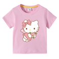 thumbnail image 3 of Camiseta de Hello Kitty para niños, ropa transpirable de verano de algodón de manga corta con cuello redondo y media manga con dibujos animados, 3 of 5
