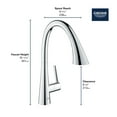 thumbnail image 5 of Grohe 32 298 3 Zedra 1.75 GPM Single Hole Pull Down Kitchen Faucet - Brushed Cool Sunrise, 5 of 7
