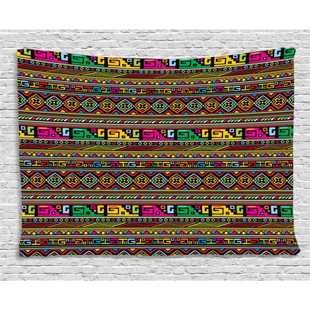 African Tapestry, Ancient Ancestral Borders in Lively Colors Geometric