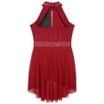 thumbnail image 4 of YONGHS Kids Girls Sleeveless Ballet Latin Irregular Hem Lyrical Leotard Tulle Dress A Burgundy 12, 4 of 7