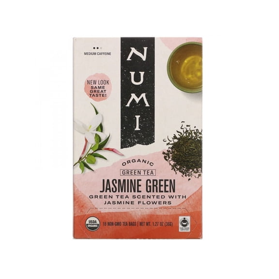NUMI Certified Organic Fair Trade Jasmine Green Tea Bags 18/ Pack