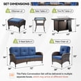 thumbnail image 2 of Gymojoy 7 Pieces Patio Furniture Set with Ottomans, Rattan Wicker Lounge Chairs with 43" Propane Gas Fire Pit Table Conversation Set, Blue, 2 of 11