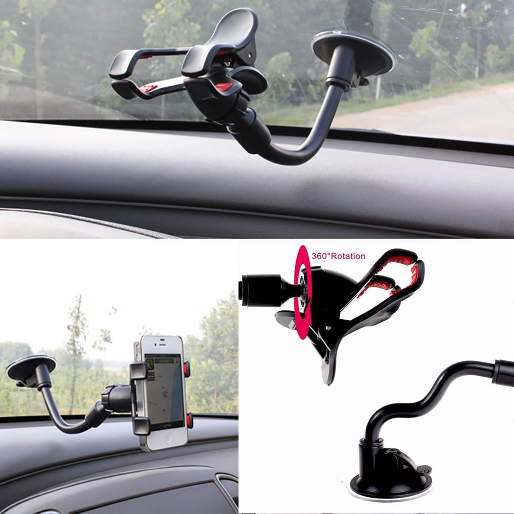 iMeshbean Double Clip 360 Rotating Flexible Car Mount Cell Phone Holder Stand Car Accessories for iPhone, Samsung & Other Smartphones USA