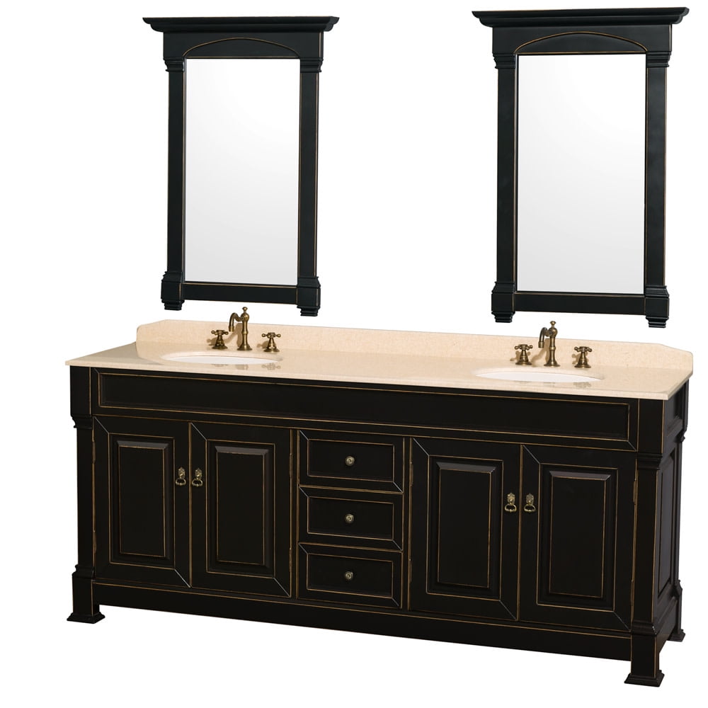 Wyndham Collection Andover 80 inch Double Bathroom Vanity in Black with