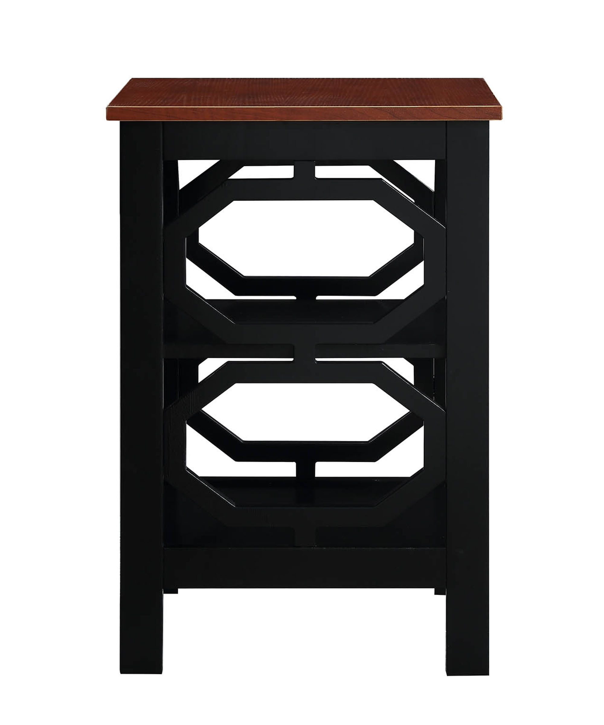 Convenience Concepts Omega End Table with Shelf, Cherry Top/Black