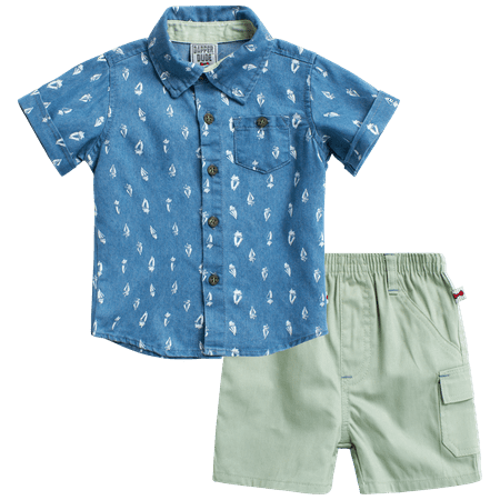 

Dapper Dude Baby Boys Short Set - 2 Piece Button Down Collared Shirt and Shorts Optional Bow Tie (Infant)
