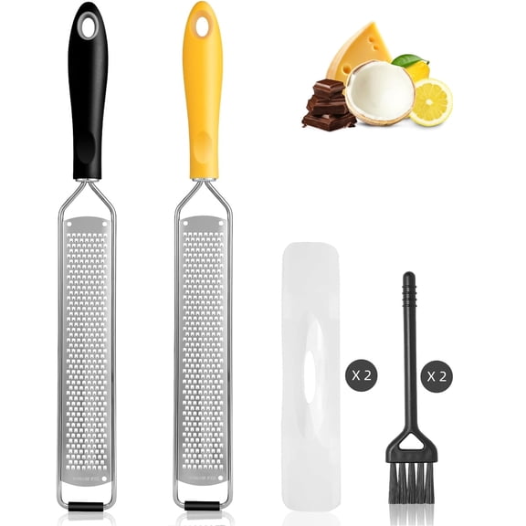2 Pack Lemon Zester & Cheese Grater - Stainless Steel Citrus Zester, Kitchen Tool for Parmesan, Chocolate, Fruits, Vegetables, Ginger, Garlic, Nutmeg