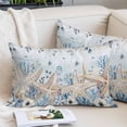 thumbnail image 2 of Blue Beige Coastal Throw Pillow Covers, Beach Starfish Summer Eucalyptus Ombre Soft Breathable Pillow Cases with Invisible Zipper, Toddler Pillowcases for Couch Bed Sofa Chair 12x20 Inches, 2 of 9