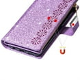 thumbnail image 6 of TECH CIRCLE Cute Shiny Flip Wallet Case with Wrist Strap for Galaxy S25 Ultra (2025 Release) 6.9", Built-in Stand, 9 Card Slots, Zipper Pocket, PU Leather Protective Lightweight Cover, Purple, 6 of 8