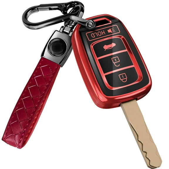 for Honda Civic Key Fob Cover and Leather Keychain - TPU Key Case for Honda Accord, CR-V SE, CRV LX, HR-V - 2014-2022 Keyfob Cover