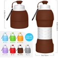 thumbnail image 2 of Botellas de agua plegables de viaje, botella de agua plegable de silicona de 580 ml, a prueba de fugas, portátil reutilizable para viajes, deportes, camping, senderismo (boquilla de café regular), 2 of 3