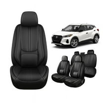 Car Seat Covers Full Set for Nissan Kicks 2018-2025,Breathable Faux Leather Luxury Automotive Interior Accessories with Lumbar Support Black