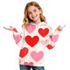 thumbnail image 3 of Camiseta de Manga Larga con Capucha, Manga Larga Superior con Insertos de Hombro Impreso de Color Del Día de San Valentín de la Niña, 3 of 6