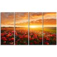 thumbnail image 2 of Beautiful Poppy Field at Sunset - Abstract Wall Art Canvas, 2 of 3