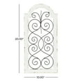thumbnail image 4 of DecMode White Wood Arched Window Inspired Scroll Wall Decor with Metal Scrollwork Relief, 4 of 16