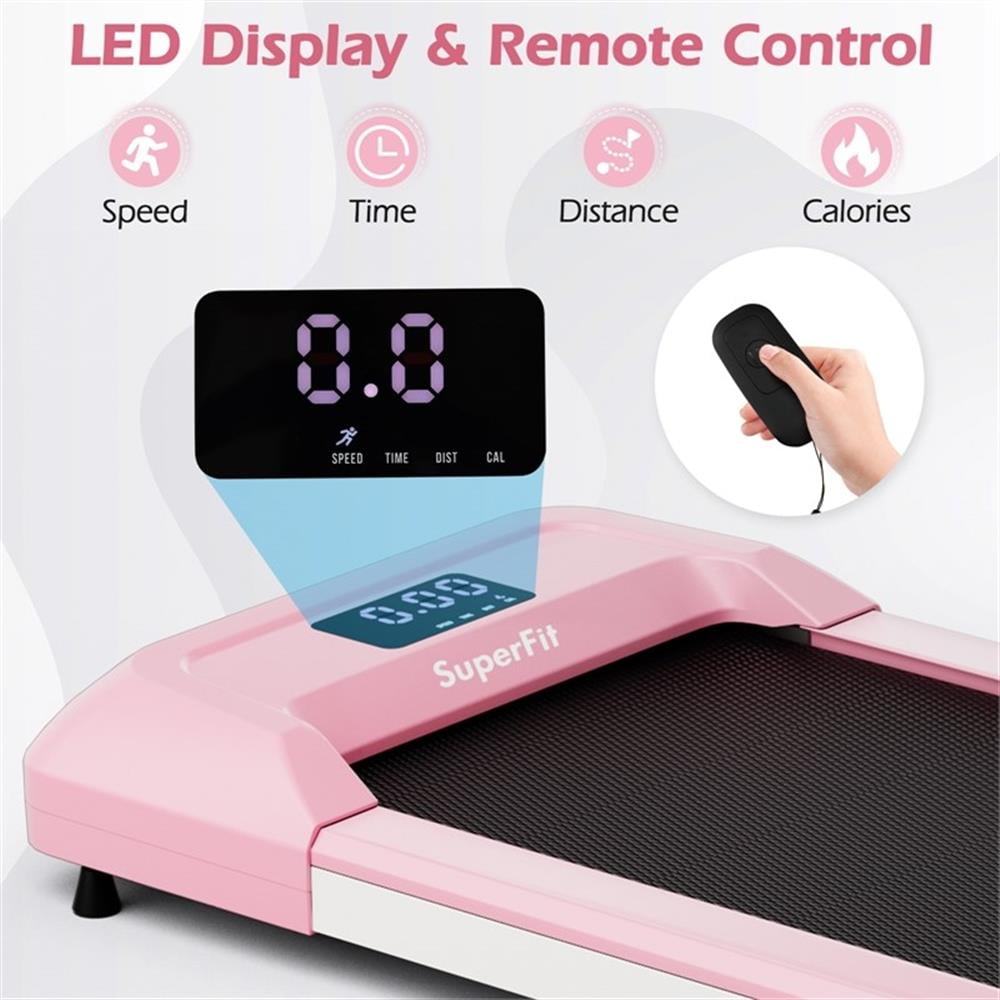 Pemberly Row Walking Pad with 265 lbs Capacity Remote Control Treadmill in Pink