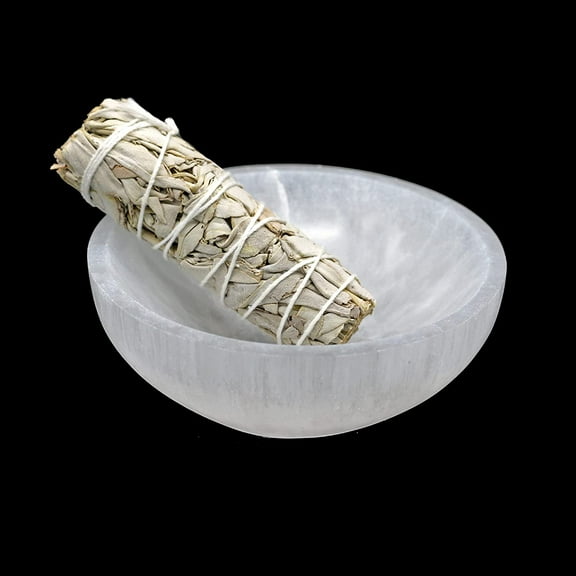 Soul Sticks 5 inch Selenite Crystal Bowls for Smudging, Healing, Recharging Crystals | Pure Selenite Smudge Bowl & Crystal Charging Station Ethically Sourced in Morocco