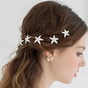 Girl12Queen 6 Pcs Starfish U Shape Braid Headwear Wedding Party Hairpin Hair Accessories