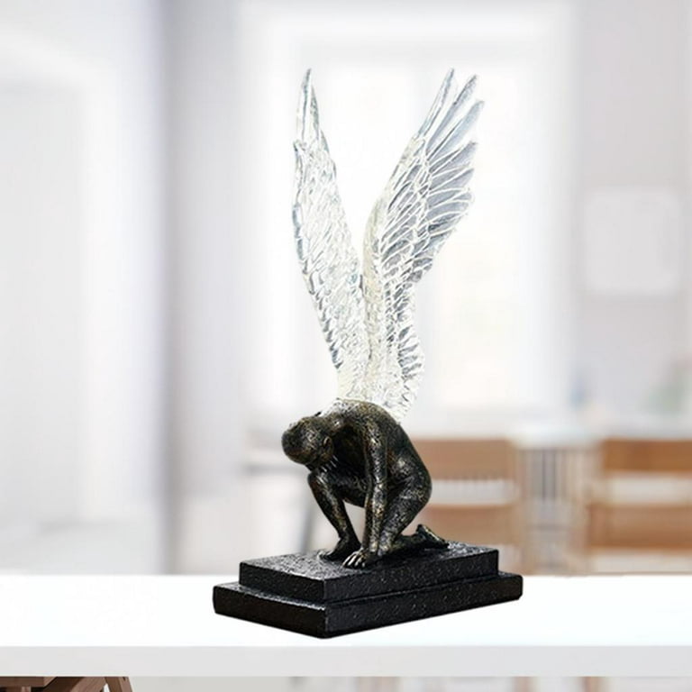 Black Angel Wings Statue Sculpture Desk Decor Figures Bedroom Home  Accessories