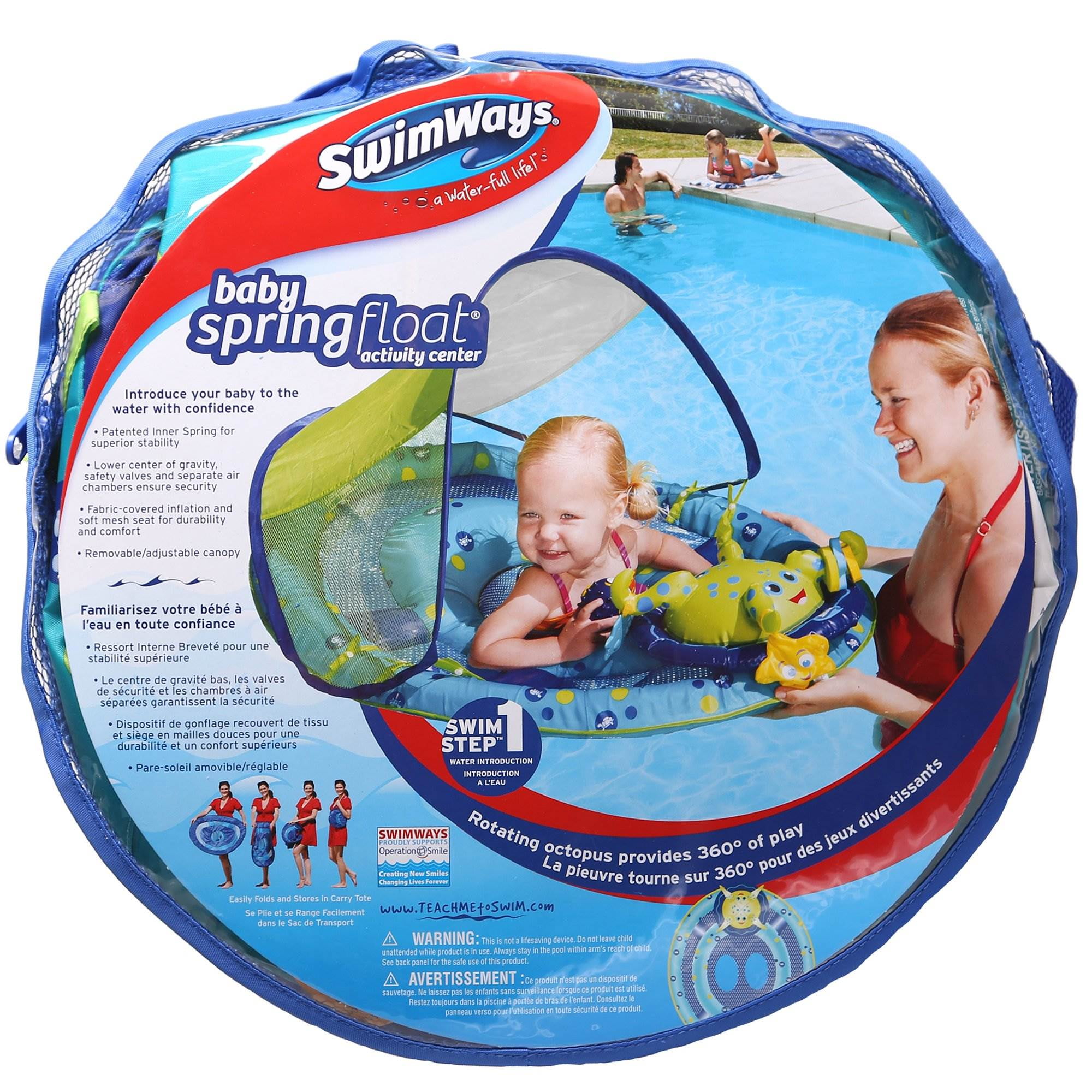 SwimWays, Bouée et pare-soleil Baby Spring Float - Monstre marin bleu 