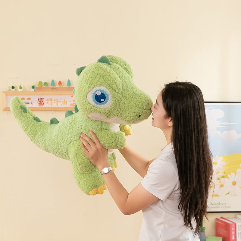 Cute Dinosaur Plush Toys, Big Eyed Dinosaur Stuffed Dolls, Soft Animal Dino Plushie, Birthday Gifts for Kids Girls Boys Green 11.8 inch