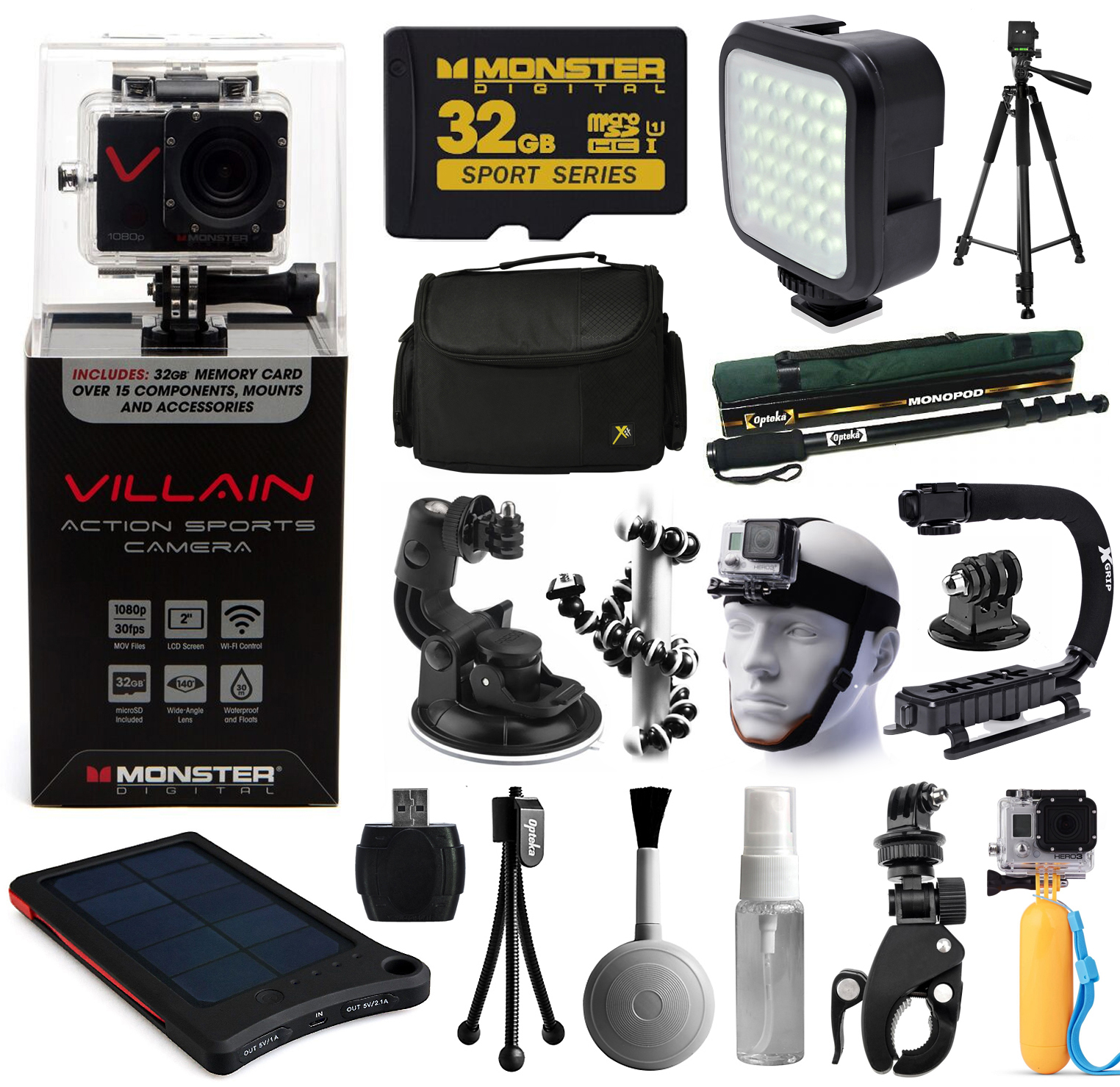 Monster Digital Villain 1080P Ultra HD Action Sports Waterproof WiFi