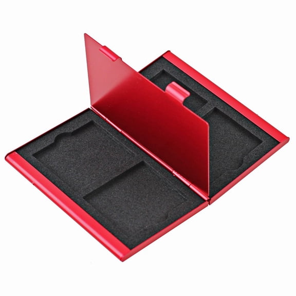 Foto&Tech RED Aluminum Memory Card Carrying Case 4 Slots for Compact Flash Card Lexar Kingston Sony