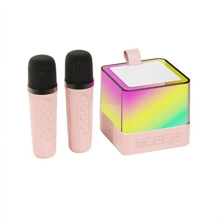 Wireless Bluetooth Microphone Speaker Outdoor Portable Color Ambient Light Home Karaoke Music Center Sound System B