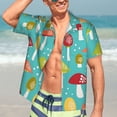 thumbnail image 5 of Lsque Mushrooms pattern Hawaiian Shirt for Men, Unisex Summer Beach Casual Short Sleeve Button Down Shirts-3X-Large, 5 of 9