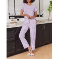 thumbnail image 3 of Ekouaer 2 Pack Pajamas for Women Set Short Sleeve Sleepwear Top and Pants Pjs Soft Printed Lounge Sets with Pockets, 3 of 7
